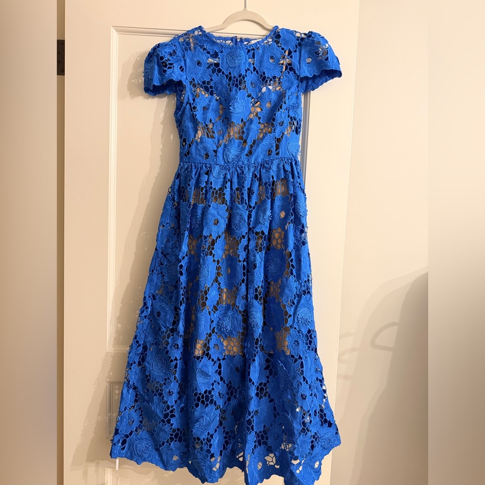 Self-Portrait Blue Poppy midi Dress
